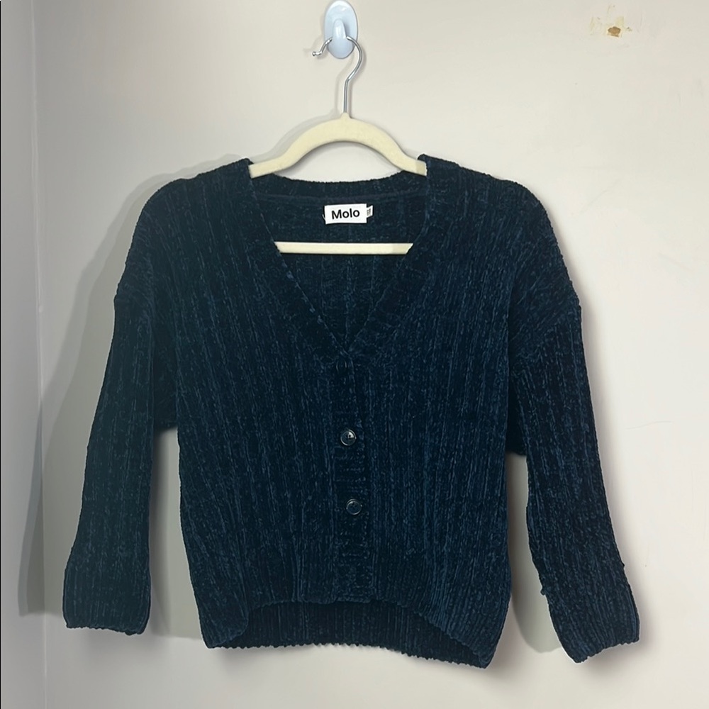 MOLO Gianna chenille cardigan in Ink blue